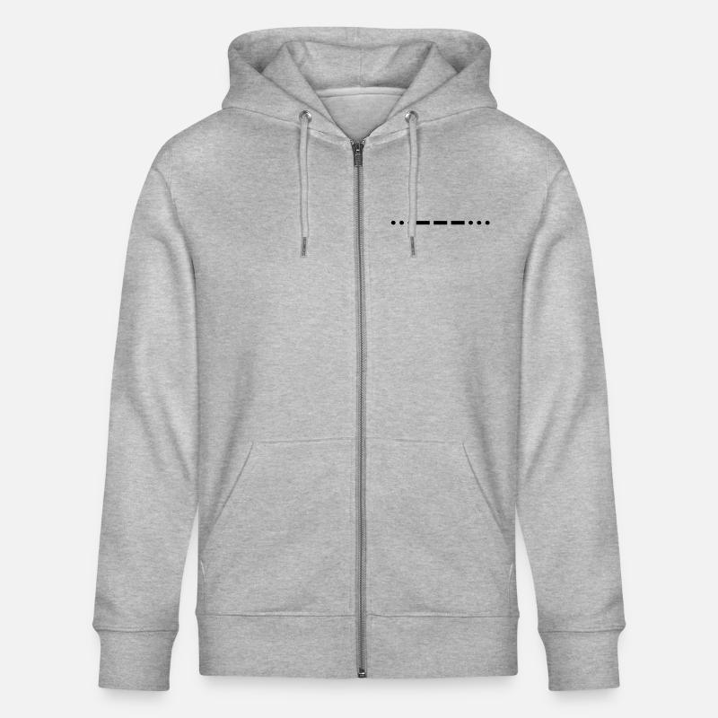 Morse code SOS - Stanley/Stella CULTIVATOR  Unisex Organic Hooded Jacket - heather grey
