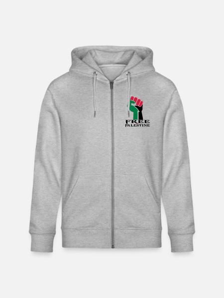 drawing palestinian symbol flag palestine - Stanley/Stella CULTIVATOR Unisex Organic Hooded Jacket - heather grey