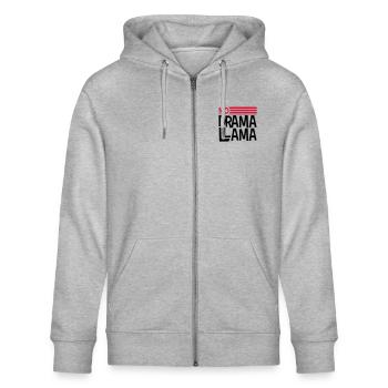 texte logo no drama llama party cool célébrer fun c - Veste à capuche bio CULTIVATOR Stanley/Stella Unisexe - gris chiné - Devant - Jaron (178cm) & Liana (172cm)