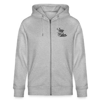 Poker - Stanley/Stella Unisex Bio-Kapuzenjacke CULTIVATOR  - Grau meliert - Vorne - Jaron (178cm) & Liana (172cm)
