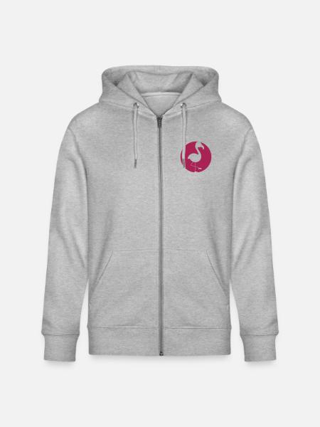 Logo circle flamingo - Stanley/Stella CULTIVATOR  Unisex Organic Hooded Jacket - heather grey