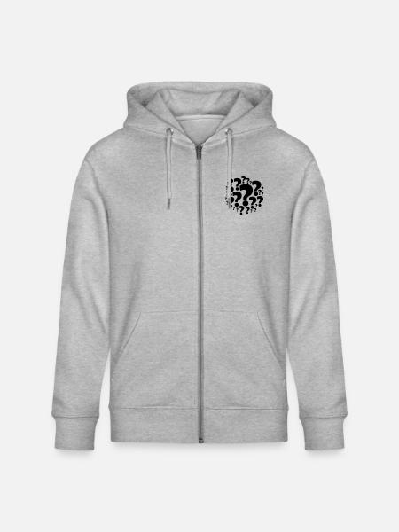 Many question mark symbols - Stanley/Stella CULTIVATOR Unisex Organic Hooded Jacket - heather grey