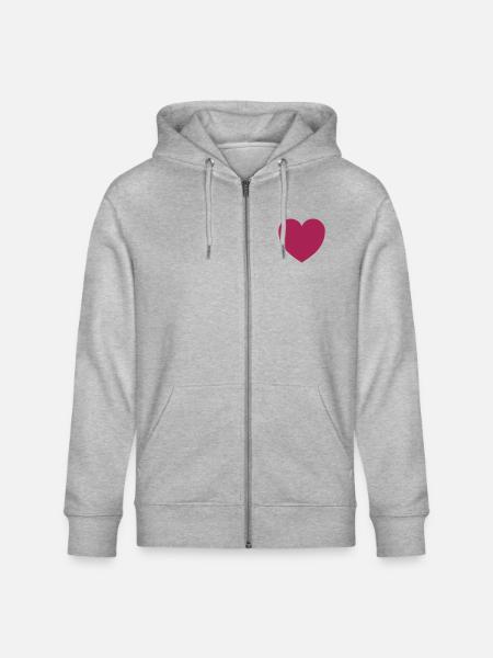 heart - Stanley/Stella CULTIVATOR Unisex Organic Hooded Jacket - heather grey