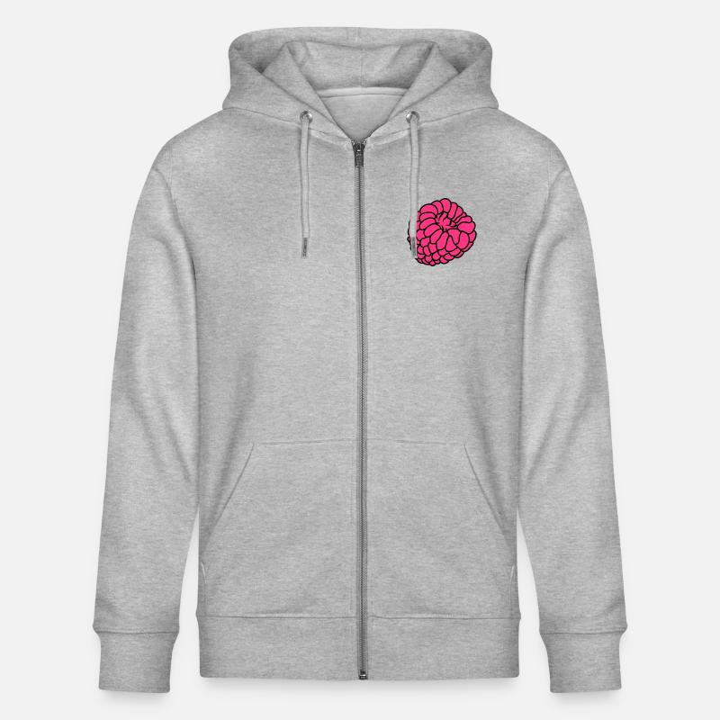 raspberry berries - Stanley/Stella CULTIVATOR  Unisex Organic Hooded Jacket - heather grey
