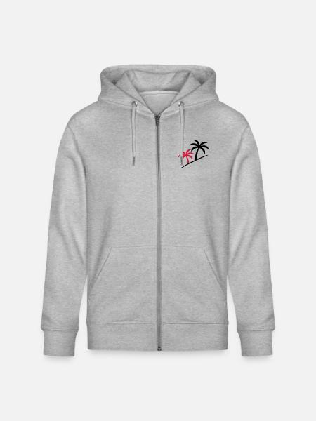 Palm Tree Symbol Beach - Stanley/Stella CULTIVATOR  Unisex Organic Hooded Jacket - heather grey