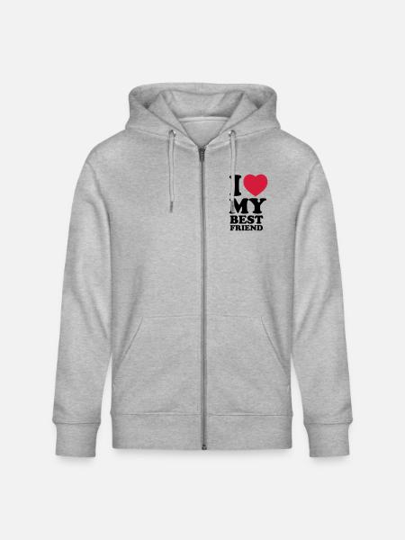 I love my bestfriend - Stanley/Stella CULTIVATOR Unisex Organic Hooded Jacket - heather grey