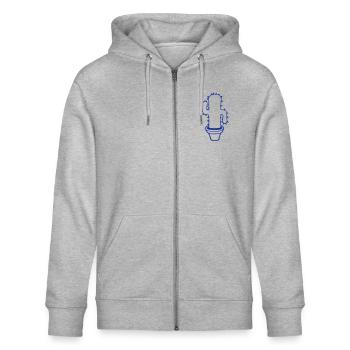Kaktus Pflanze Stachelig Stacheln Wüsten Kakteen - Stanley/Stella Unisex Bio-Kapuzenjacke CULTIVATOR  - Grau meliert - Vorne - Jaron (178cm) & Liana (172cm)