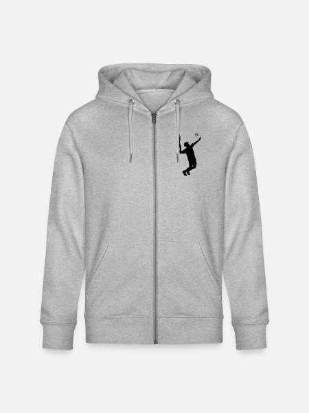 Tennis Player Silhouette - Stanley/Stella CULTIVATOR  Unisex Organic Hooded Jacket - heather grey