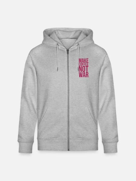 Make coffee not war - Stanley/Stella CULTIVATOR Unisex Organic Hooded Jacket - heather grey