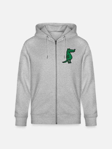 Krokodil - Stanley/Stella Unisex Bio-Kapuzenjacke CULTIVATOR - Grau meliert