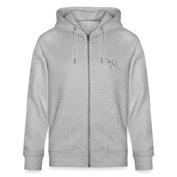 Kreuz Nul - Stanley/Stella Unisex Bio-Kapuzenjacke CULTIVATOR  - Grau meliert - Vorne - Jaron (178cm) & Liana (172cm)