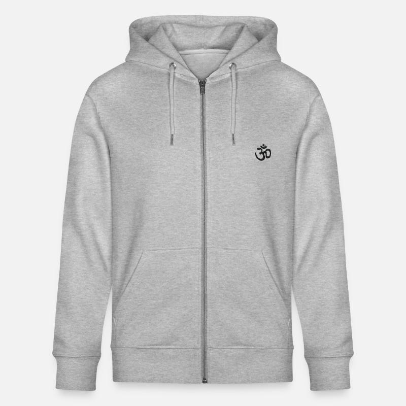 Om Symbol - Stanley/Stella CULTIVATOR  Unisex Organic Hooded Jacket - heather grey