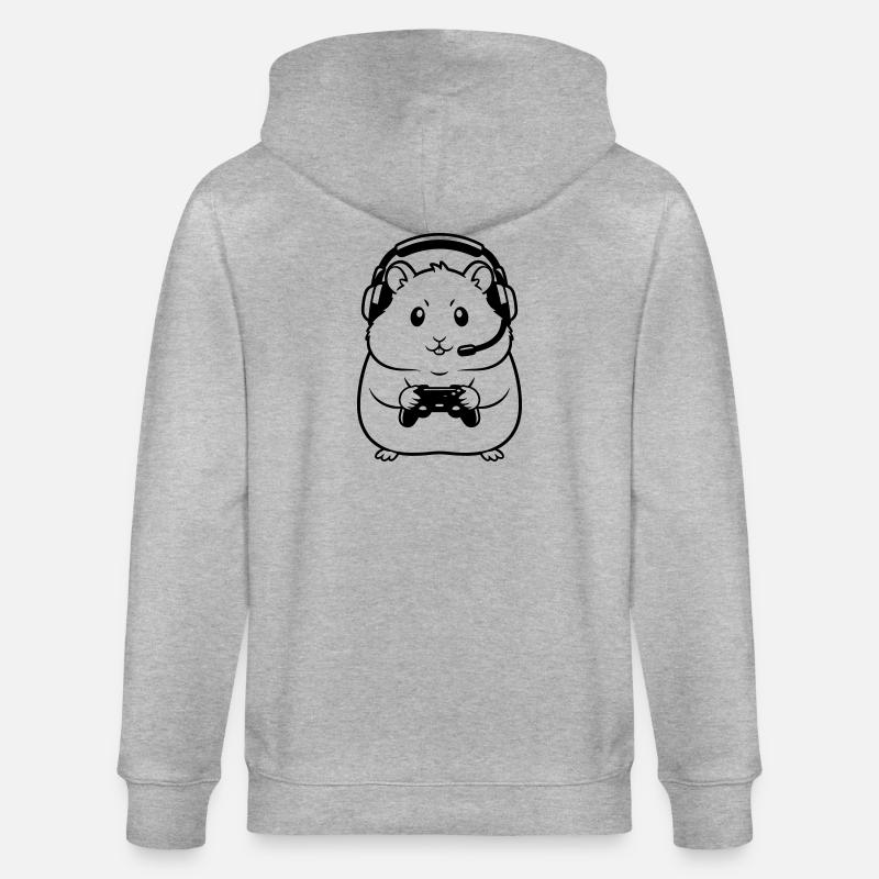 Gamer Hamster Controller Outline - Stanley/Stella Unisex Bio-Kapuzenjacke CULTIVATOR  - Grau meliert