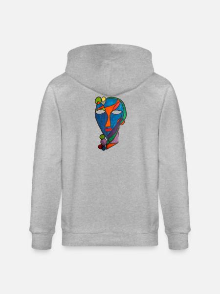 Cubist Mask River- Martina Eßer - Stanley/Stella CULTIVATOR Unisex Organic Hooded Jacket - heather grey
