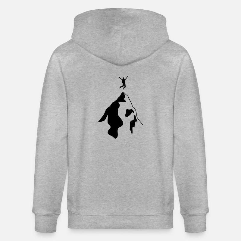 Bergsteiger erreicht Gipfel - Stanley/Stella Unisex Bio-Kapuzenjacke CULTIVATOR  - Grau meliert