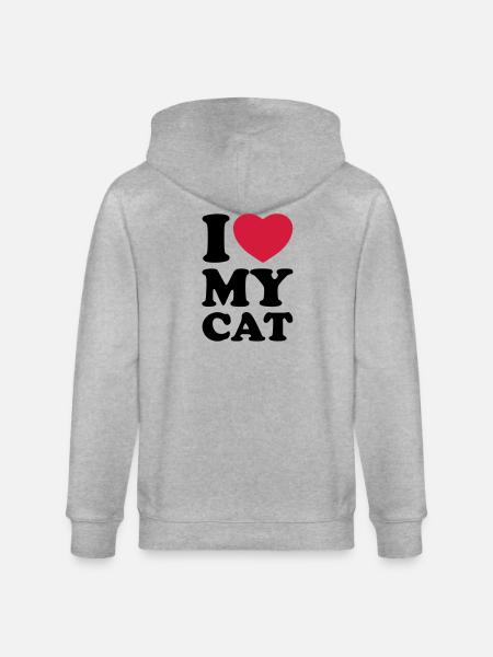 I love my cat - Stanley/Stella CULTIVATOR  Unisex Organic Hooded Jacket - heather grey