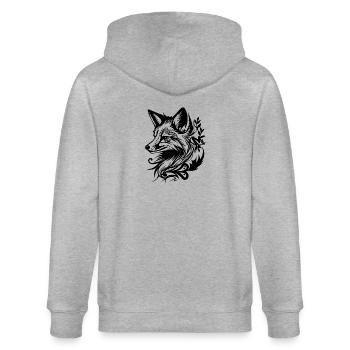Cunning fox in tattoo ink - Stanley/Stella CULTIVATOR  Unisex Organic Hooded Jacket - heather grey - Back - Luana (180cm)