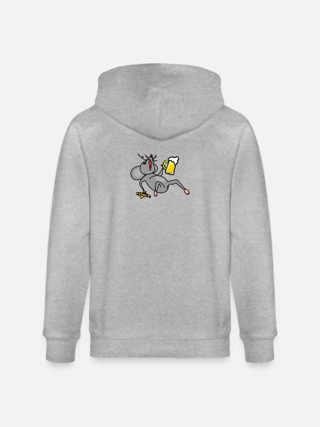 Mouse drunk with beer and cheese - Stanley/Stella CULTIVATOR Unisex Organic Hooded Jacket - heather grey