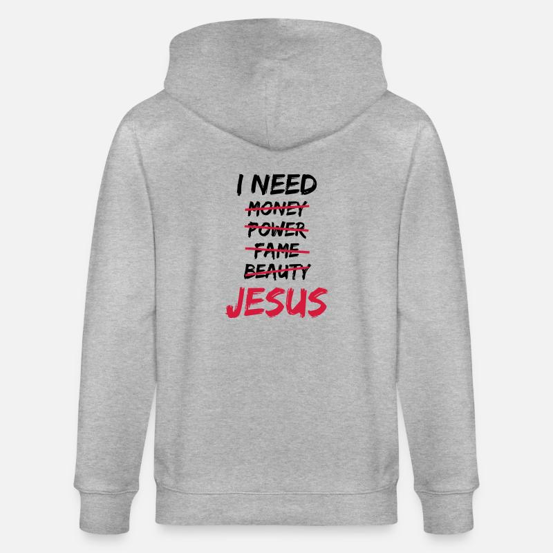 I need Jesus - Stanley/Stella Unisex Bio-Kapuzenjacke CULTIVATOR - Grau meliert