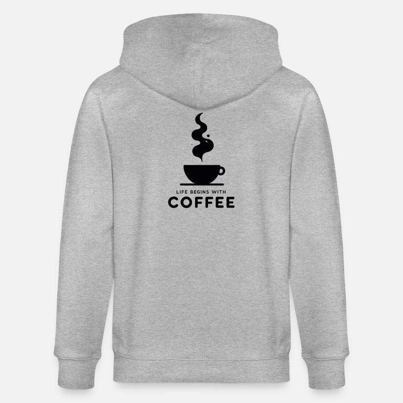 Kaffeebeginn: Leben beginnt - Stanley/Stella Unisex Bio-Kapuzenjacke CULTIVATOR  - Grau meliert