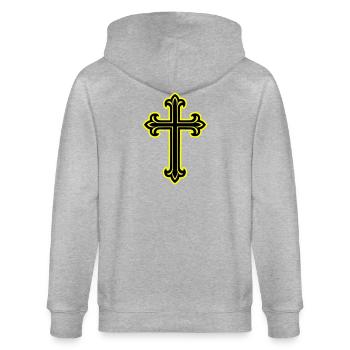 Symbole de croix chrétien - Veste à capuche bio CULTIVATOR Stanley/Stella Unisexe - gris chiné - Dos - Luana (180cm)