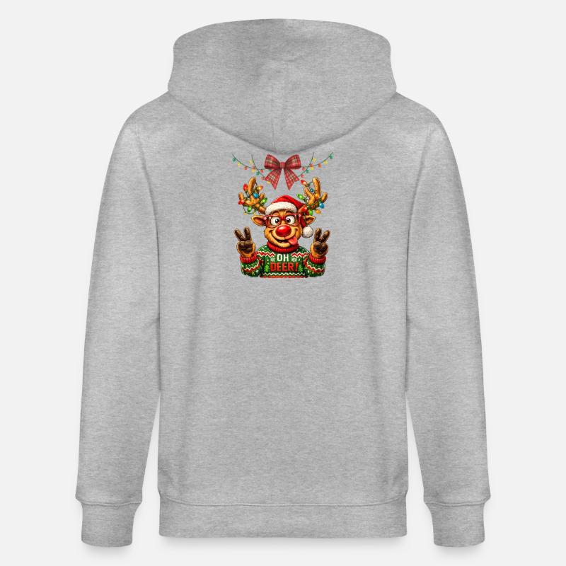 Oh Cerf de Noël - Veste à capuche bio CULTIVATOR Stanley/Stella Unisexe - gris chiné