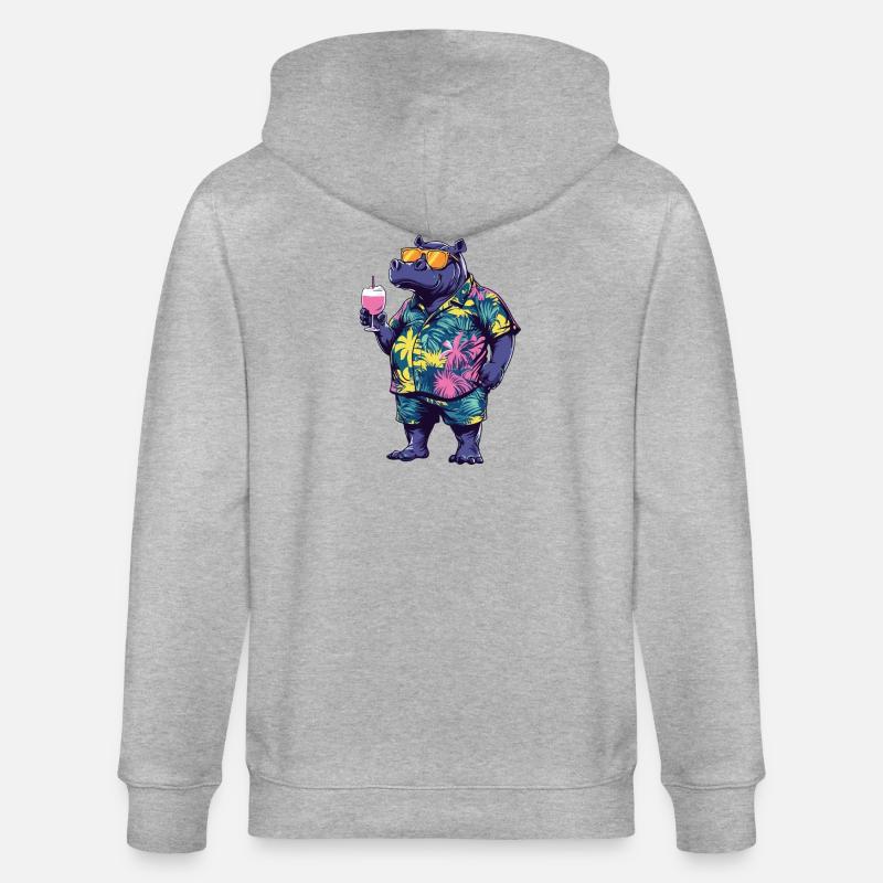Nilpferd Comic Sommer - Stanley/Stella Unisex Bio-Kapuzenjacke CULTIVATOR - Grau meliert