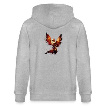 Phönix Magie Symbol der Unsterblichkeit und Stärke - Stanley/Stella Unisex Bio-Kapuzenjacke CULTIVATOR  - Grau meliert - Hinten - Luana (180cm)