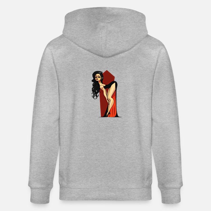 Vampire Pin-up - Stanley/Stella CULTIVATOR  Unisex Organic Hooded Jacket - heather grey