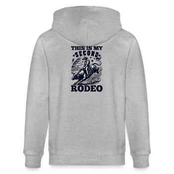 C’est mon deuxième rodéo : la chevauchée sauvage du cow-boy drôle - Veste à capuche bio CULTIVATOR Stanley/Stella Unisexe - gris chiné - Dos - Luana (180cm)
