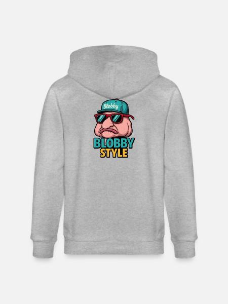 Blobby Style Cartoon Tee - Stanley/Stella CULTIVATOR Unisex Organic Hooded Jacket - heather grey