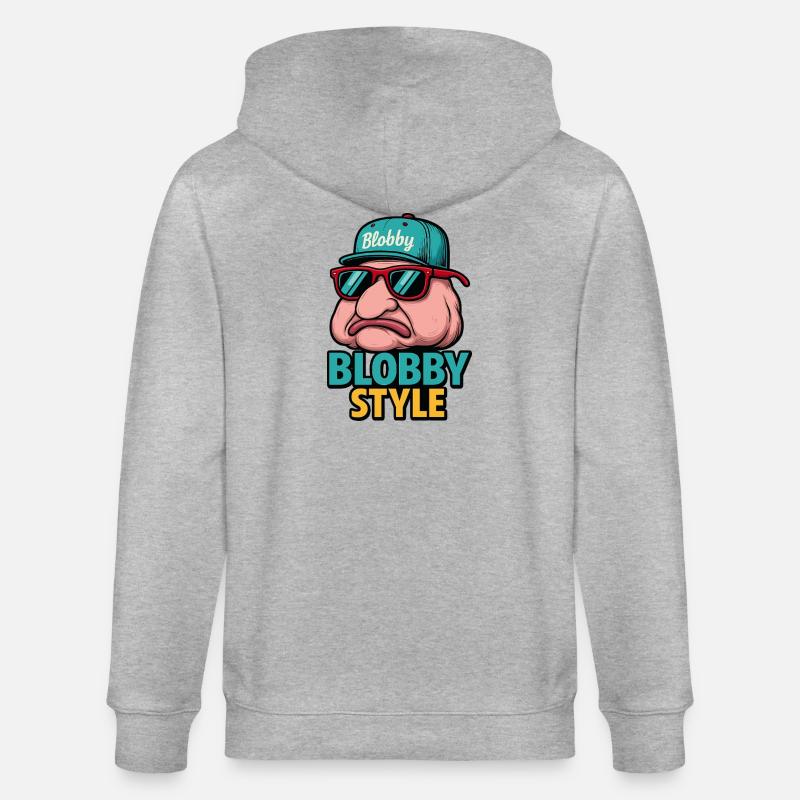 Blobby Style Cartoon Tee - Stanley/Stella Unisex Bio-Kapuzenjacke CULTIVATOR  - Grau meliert