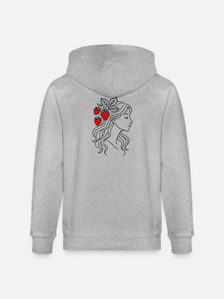Frau mit Erdbeeren Erdbeermädchen - Stanley/Stella Unisex Bio-Kapuzenjacke CULTIVATOR - Grau meliert