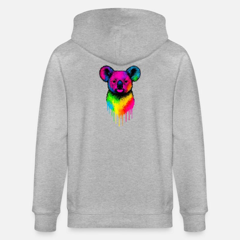 Éclaboussures de néon Koala arc-en-ciel - Veste à capuche bio CULTIVATOR Stanley/Stella Unisexe - gris chiné