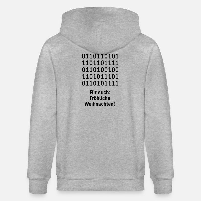 Christmas Code Binary Pattern - Stanley/Stella CULTIVATOR  Unisex Organic Hooded Jacket - heather grey