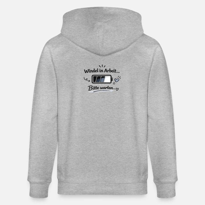 Windel in Arbeit - Bitte warten - Stanley/Stella Unisex Bio-Kapuzenjacke CULTIVATOR  - Grau meliert