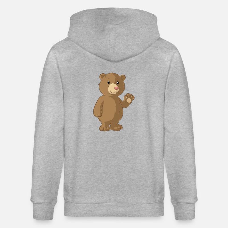 Winkender Comic Bär - Stanley/Stella Unisex Bio-Kapuzenjacke CULTIVATOR  - Grau meliert