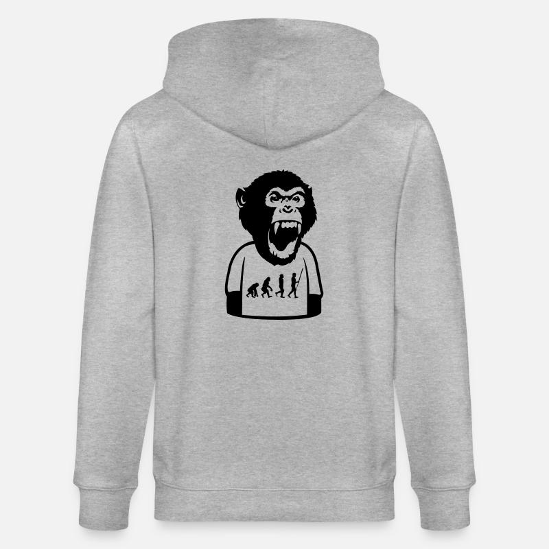 Monkey Evolution - Stanley/Stella CULTIVATOR  Unisex Organic Hooded Jacket - heather grey