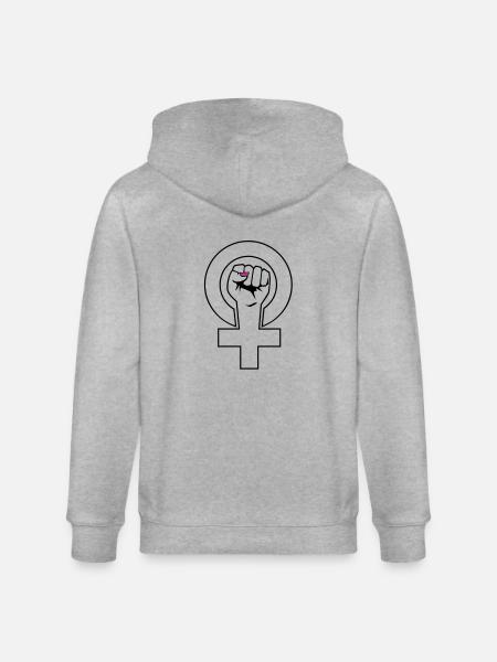 feminist - Stanley/Stella CULTIVATOR Unisex Organic Hooded Jacket - heather grey
