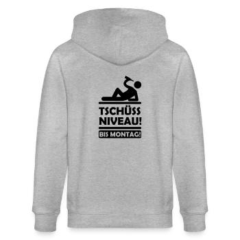 tschuess_niveau - Stanley/Stella Unisex Bio-Kapuzenjacke CULTIVATOR  - Grau meliert - Hinten - Luana (180cm)