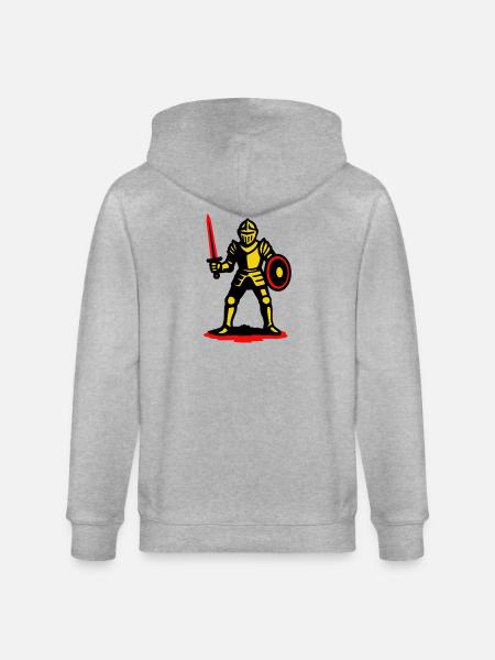 Yellow Knight with Red Sword - Stanley/Stella CULTIVATOR  Unisex Organic Hooded Jacket - heather grey