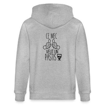 Ce mec veut un pastis humour citations alcool - Veste à capuche bio CULTIVATOR Stanley/Stella Unisexe - gris chiné - Dos - Luana (180cm)