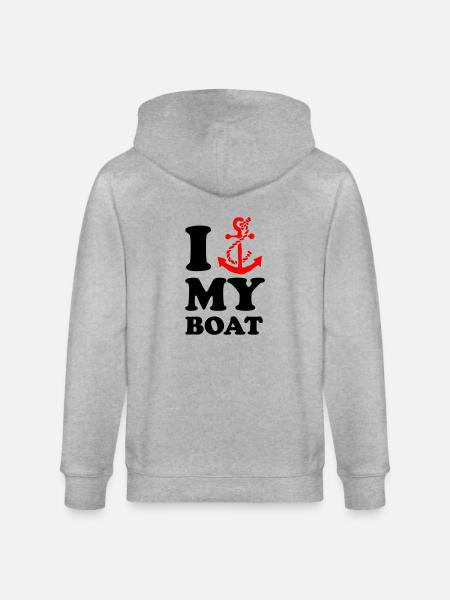 I love my boat - Stanley/Stella CULTIVATOR  Unisex Organic Hooded Jacket - heather grey