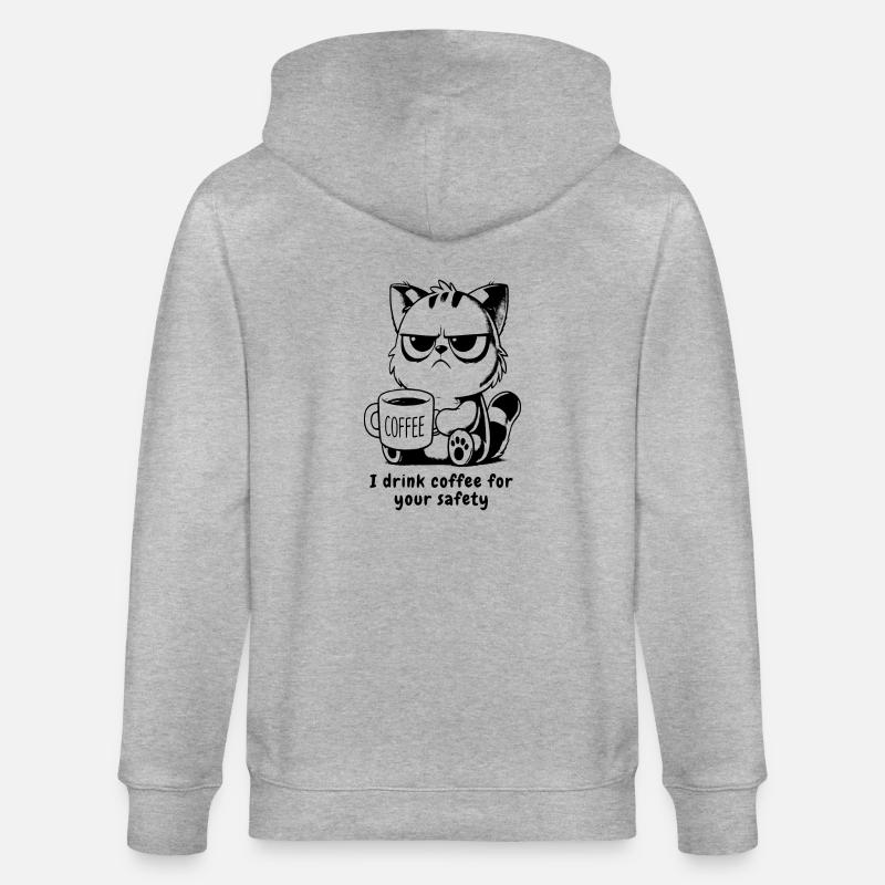 Chat Crumpy avec Caffee - Veste à capuche bio CULTIVATOR Stanley/Stella Unisexe - gris chiné