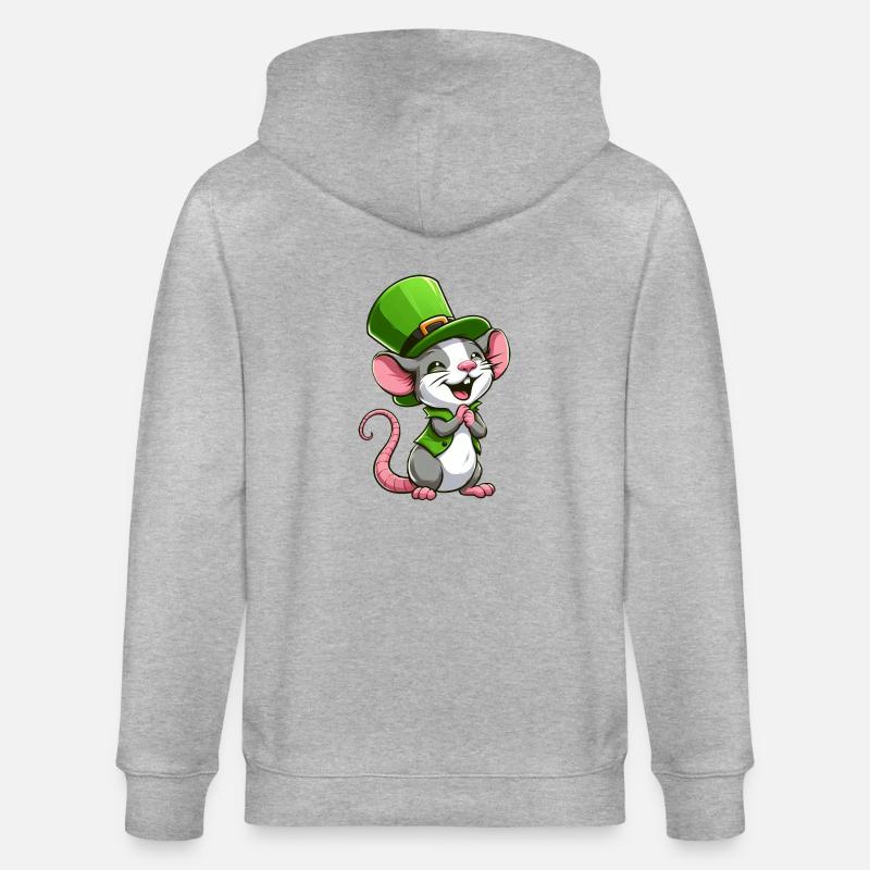 Rat mignon de la Saint-Patrick - Veste à capuche bio CULTIVATOR Stanley/Stella Unisexe - gris chiné