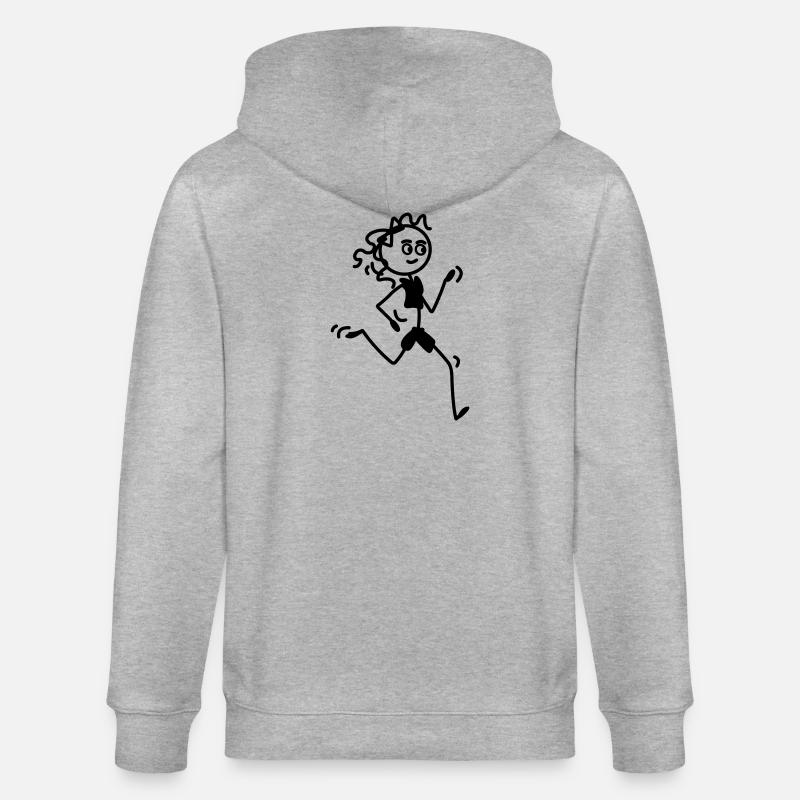 Läuferin Mädchen oder Frau - Stanley/Stella Unisex Bio-Kapuzenjacke CULTIVATOR  - Grau meliert