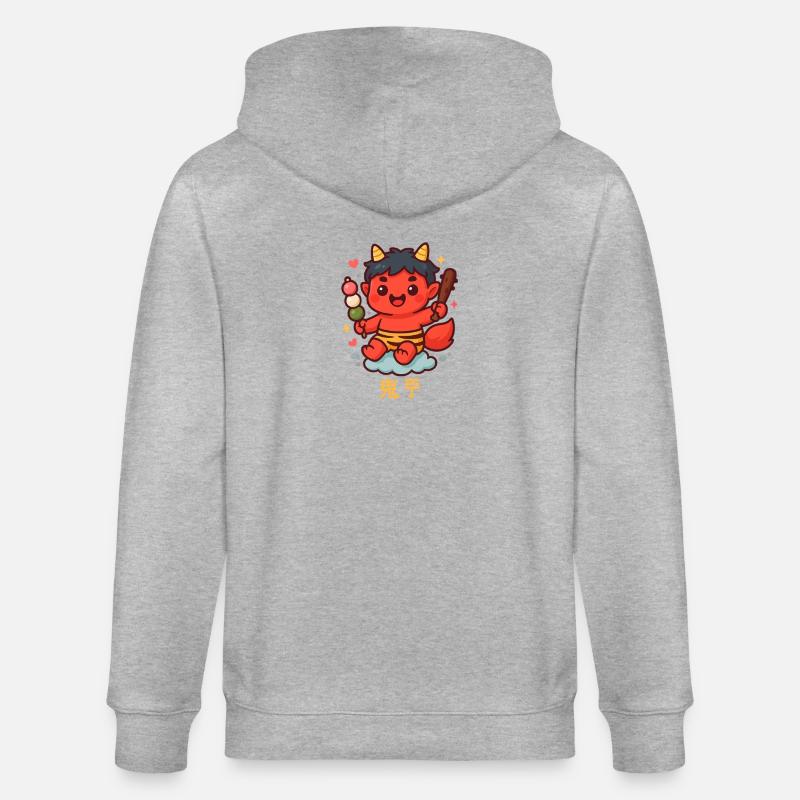 Oni doux avec dango et bâton - Veste à capuche bio CULTIVATOR Stanley/Stella Unisexe - gris chiné