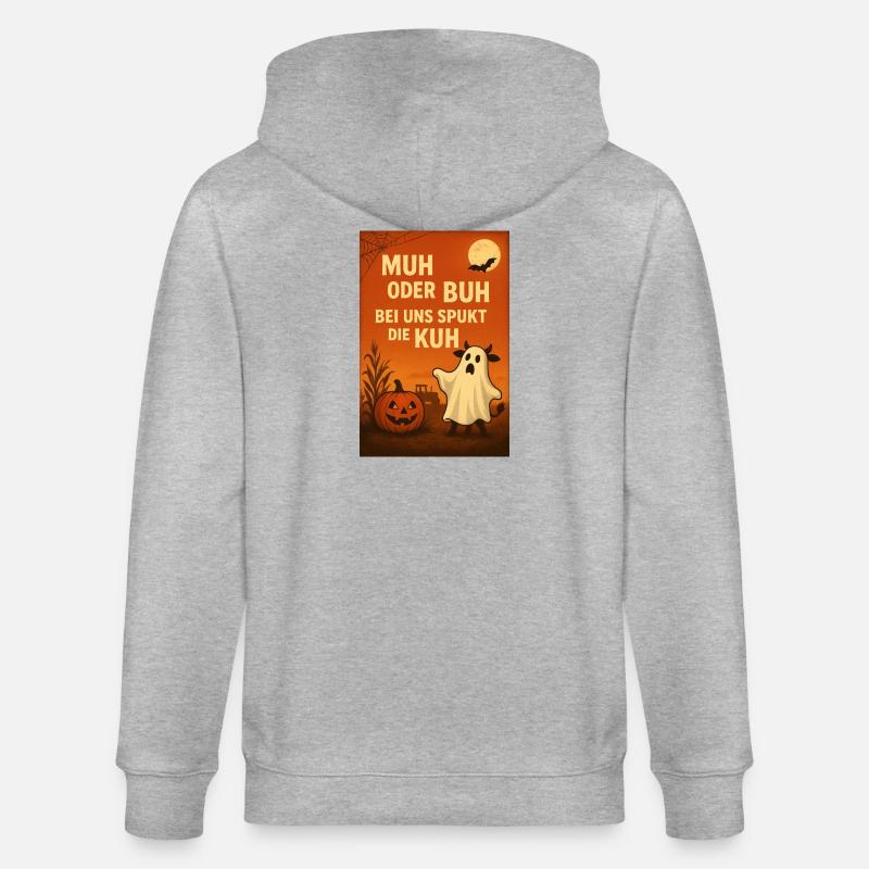 Spukkuh Halloween: MuH oder Buh - Stanley/Stella Unisex Bio-Kapuzenjacke CULTIVATOR  - Grau meliert