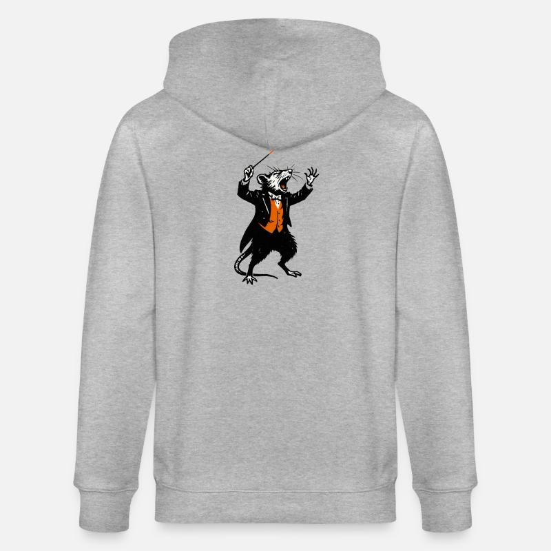 Ratte als Dirigent im Smoking - Stanley/Stella Unisex Bio-Kapuzenjacke CULTIVATOR  - Grau meliert