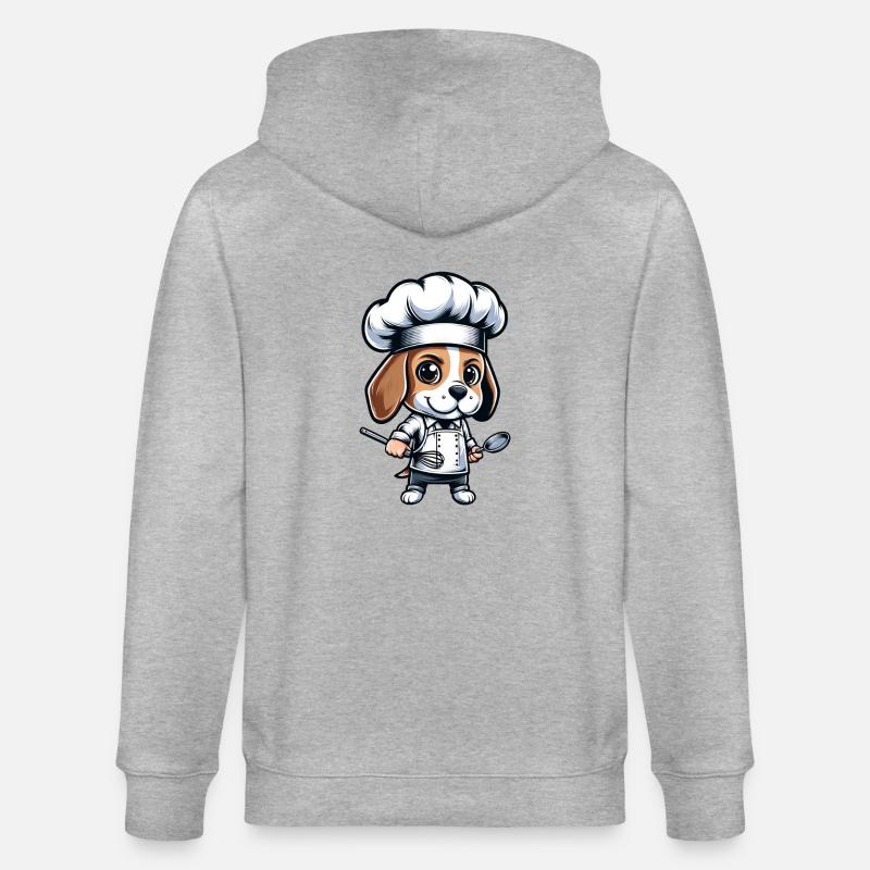 Cute Beagle Chef Comic Design - Stanley/Stella CULTIVATOR Unisex Organic Hooded Jacket - heather grey